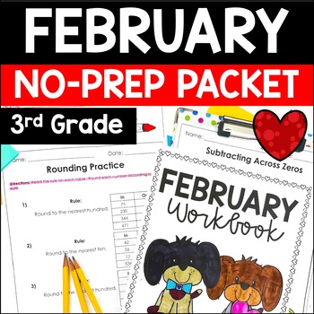 Preview of February Math and Reading Packet | 3rd Grade Valentine Math & Reading Activities