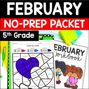 Preview of February Math and Reading Packet | 5th Grade Valentine Math & Reading Activities