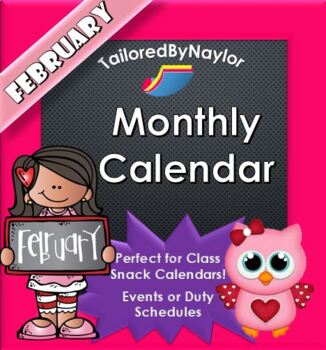 Preview of February Monthly Calendar