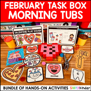 Preview of February Morning Bin Task Boxes, Valentine's Day Center and Activities