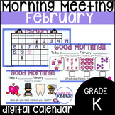 February Morning Meeting and Digital Calendar for Kindergarten
