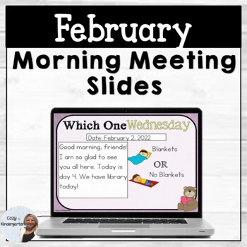 Preview of February Morning Message Slides | Kindergarten Meeting Prompts