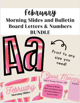 Preview of February Morning Slides and Matching Printable Bulletin Board Letters & Numbers