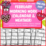 February Morning Work Calendar/Weather PreK Kindergarten F
