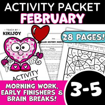 Preview of February Morning Work- Fast Finisher No Prep Independent Activity Packet 3rd-5th