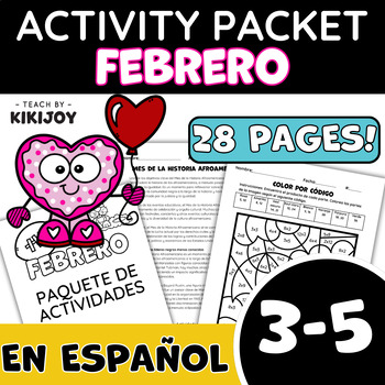 Preview of Spanish February Morning Work No Prep Independent Activity Packet 3rd-5th