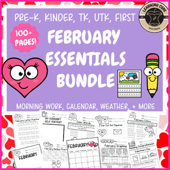 Preview of February Morning Work PreK Kindergarten First Grade TK UTK Winter Bundle