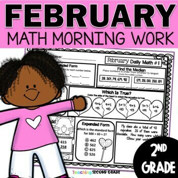 Preview of February Morning Work for 2nd Grade - Math Meeting Activities Daily Math Work