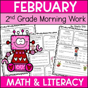 Preview of February Morning Work for Second Grade - Math and ELA Spiral Review 2nd Grade