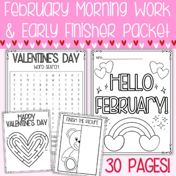 Preview of February Morning Work or Early Finisher Independent Activity Packet