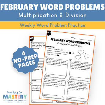 Preview of February Multiplication and Division Word Problems
