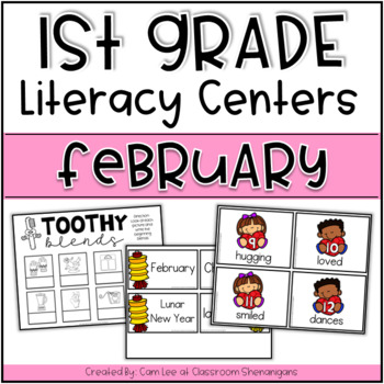 Preview of February (Valentine's Day) Literacy Centers for First Grade