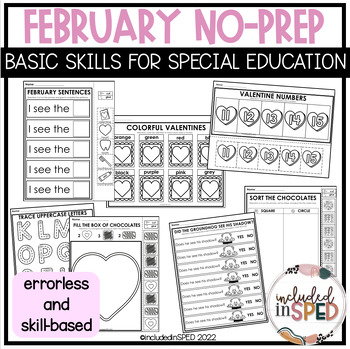 Preview of February NO-PREP Basic Skills Activities for Special Education