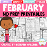 February NO PREP Printables Packet - First Grade - Valenti