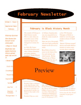 Preview of February Newsletter