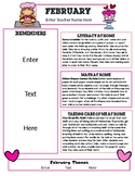 February Newsletter Template with Home Connections for Preschool