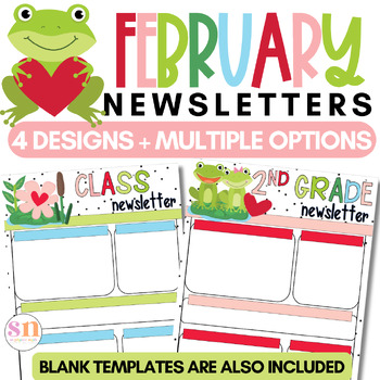 Preview of February Newsletters | Valentines Day Newsletter | February Newsletter Editable