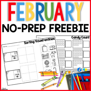 Preview of February No Prep Just Print Valentine's Day FREE Kindergarten Resource