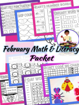 Preview of February Math and Literacy (1st grade) Valentines Day Craft (Early Finishers)