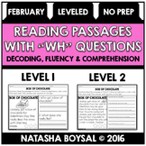 February Reading Comprehension Passages with "WH" Question
