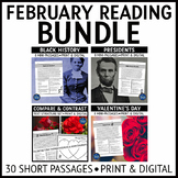 February Nonfiction Reading Comprehension Passages Bundle