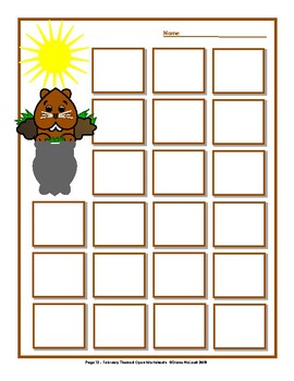 February Open Worksheets — Valentine's Day, Groundhog's Day and ...