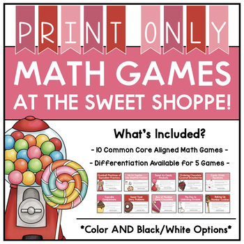 Preview of February: PRINT Math Games At The Sweet Shoppe!