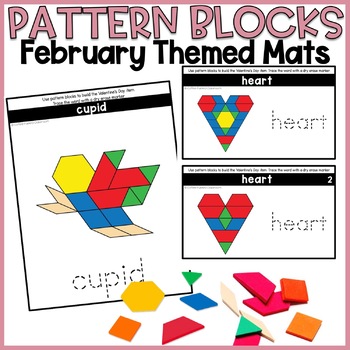 Preview of February Pattern Blocks Mats | Valentine's Day Morning Bin