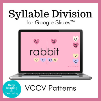 Preview of February Phonics Valentine's Day Syllable Division VCCV Pattern Google Slides™