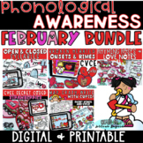 February Phonological Awareness DIGITAL & Printable Stations