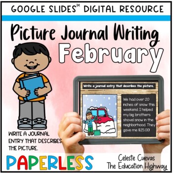 Preview of February Picture Writing Prompts Google Slides™