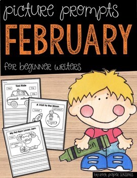 Preview of February Picture Writing Prompts for Beginning Writers