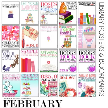Preview of February Posters and Bookmarks for School or Classroom Libraries