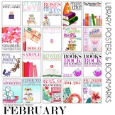 February Posters and Bookmarks for School or Classroom Libraries