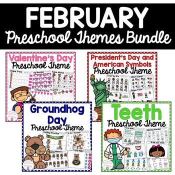 Preview of February Preschool Themes Bundle