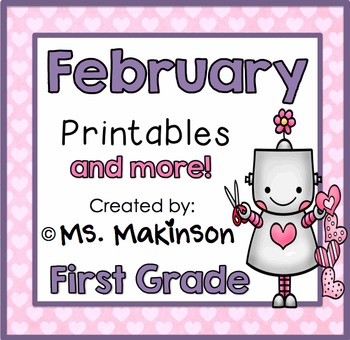 Preview of February Printables - First Grade Literacy and Math