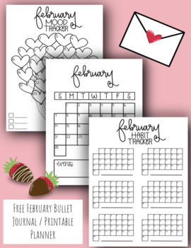 Preview of February Printable Planner / Bullet Journal 
