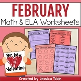 February Worksheets Math, Writing, Language- Valentine's D