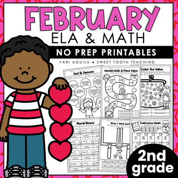 Preview of February Printables | Second Grade Review Worksheets | Grammar, Reading & Math