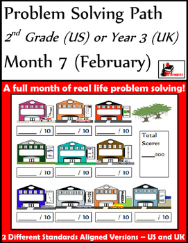 Preview of February Problem Solving Path: Real Life Word Problems for 2nd Grade / Year 3