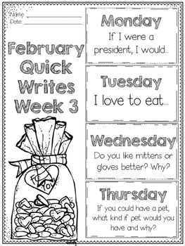 February Quick Writes by Bethany Ray | Teachers Pay Teachers