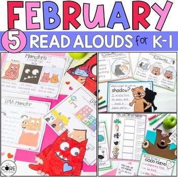 Preview of February Read Alouds - Valentines Day - Reading Comprehension Bundle K, 1st