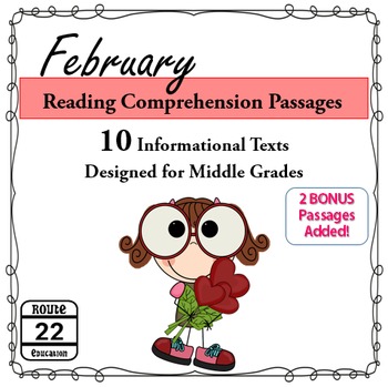 Preview of Middle School Reading Comprehension Passages for February