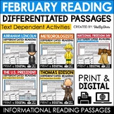 February Reading Comprehension Passages & Activities PRINT
