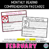 February Reading Comprehension Passages | Print and Digital