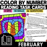 February Reading Comprehension Task Cards - Color by Numbe