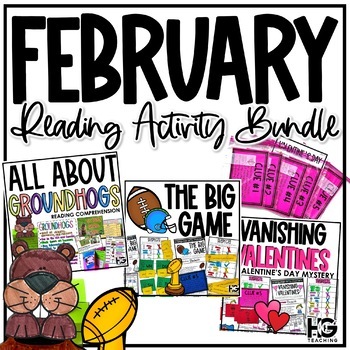 Preview of February Reading Comprehension | Valentine's Day, Groundhog Day, The Big Game