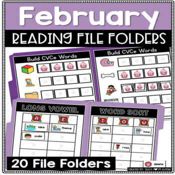Preview of February Reading |  Literacy Valentine's Day File Folders