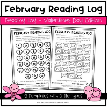 Preview of February Reading Log | Valentines Day Edition