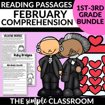 Preview of February Reading Comprehension Passages | Differentiated Bundle